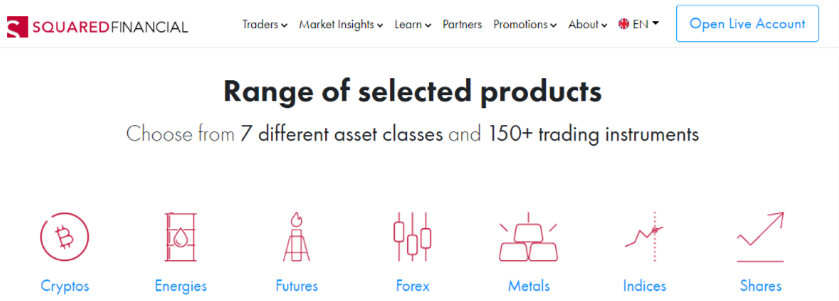 Selección de productos de Squared Financial